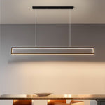 LED Chandelier Modern Nordic Minimalist Black Long Pendant Lamp For Dining Room Coffee Shop Bar Office Decoration Hanging Light