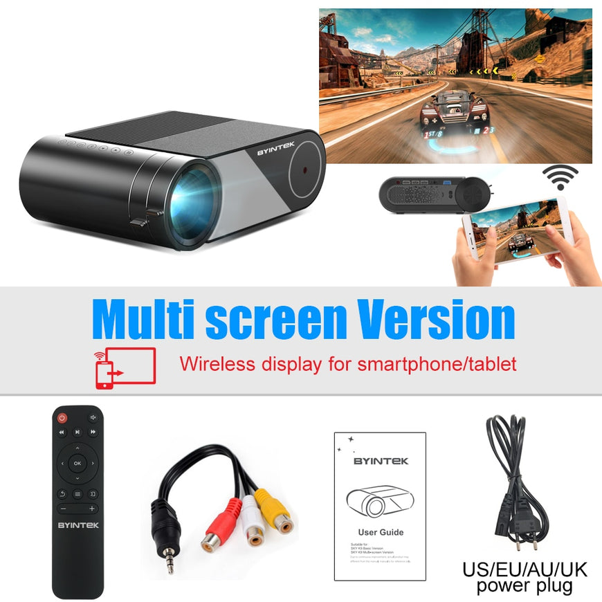 BYINTEK K9 WIFI Wireless TV Mini Portable Video LCD Home Theater HD LED 1080P Projector for Iphone Smartphone 3D 4K Cinema