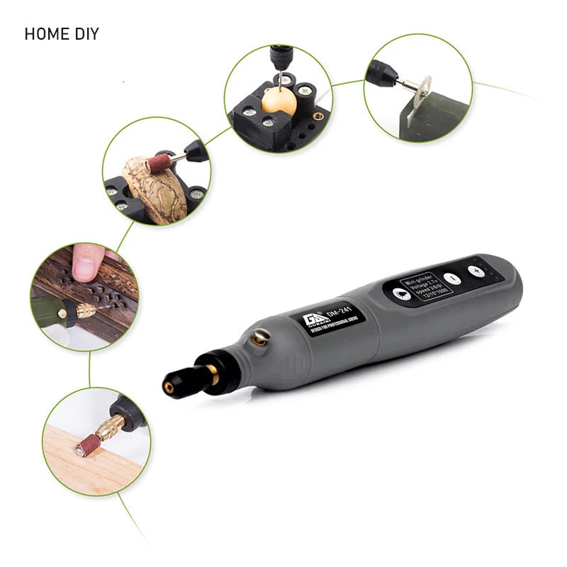 Mini Electric Grinder Set Cordless Drill Rotary Tool Wood Carving Pen For Milling Engraving 3.6V USB Charger LED Working Light