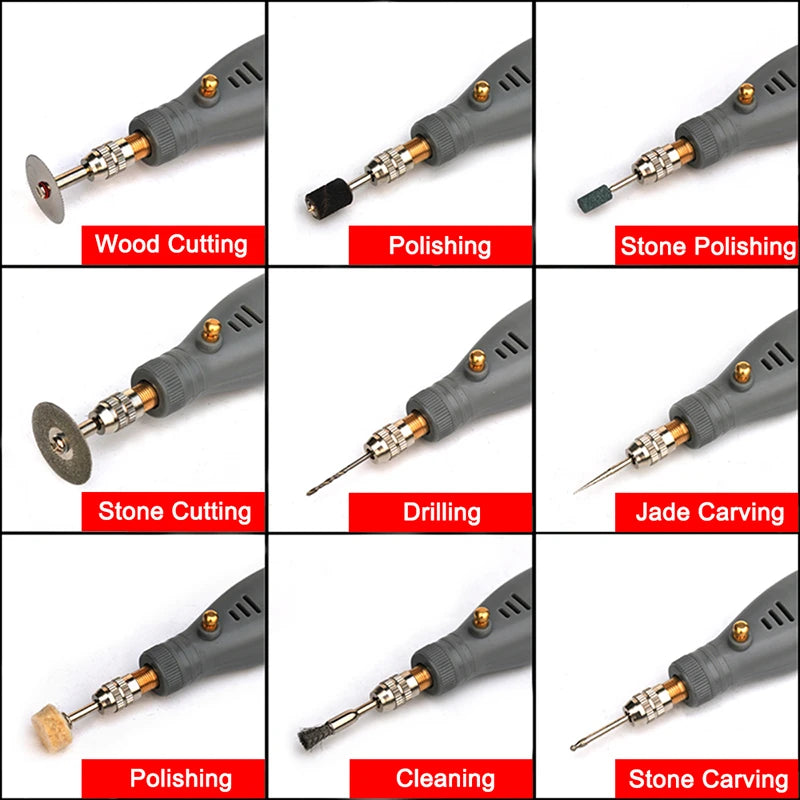 Mini Electric Grinder Set Cordless Drill Rotary Tool Wood Carving Pen For Milling Engraving 3.6V USB Charger LED Working Light