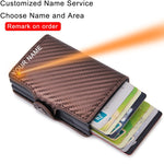 Rfid Blocking Protection Men id Credit Card Holder Wallet Leather Metal Aluminum Business Bank Card Case CreditCard Cardholder