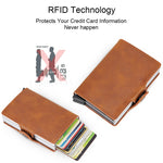 Rfid Blocking Protection Men id Credit Card Holder Wallet Leather Metal Aluminum Business Bank Card Case CreditCard Cardholder