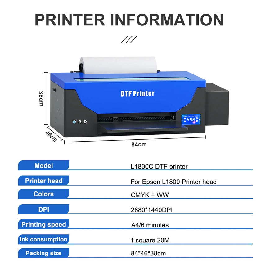 A3 L1800 DTF Printer with Curing Oven Direct To Film Transfer t shirt Printing Machine A3 DTF Printer For Clothes All Fabric