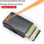 Rfid Blocking Protection Men id Credit Card Holder Wallet Leather Metal Aluminum Business Bank Card Case CreditCard Cardholder