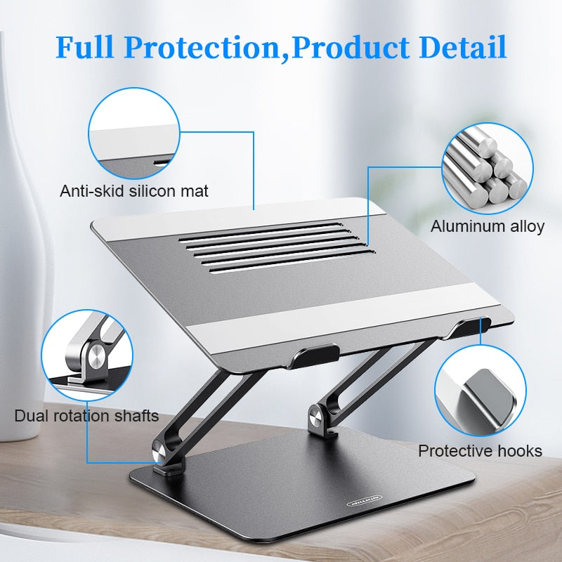 NILLKIN Laptop Stand Adjustable Aluminium Alloy Notebook Stand Multi-Angle Stand Heat Release Foldable Compatible with 10-17 ''