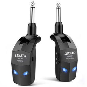 Lekato Wireless Guitar System 2.4Ghz Guitar Transmitter Receiver For Electric Guitar Wireless Transmitter Built-In Rechargeable