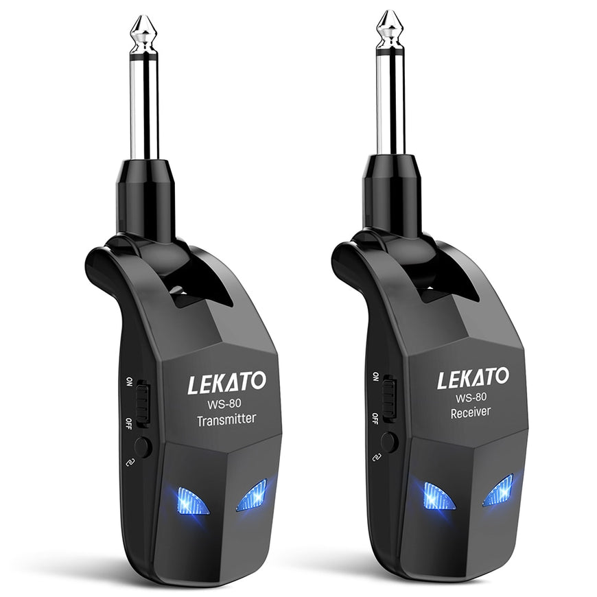 Lekato Wireless Guitar System 2.4Ghz Guitar Transmitter Receiver For Electric Guitar Wireless Transmitter Built-In Rechargeable