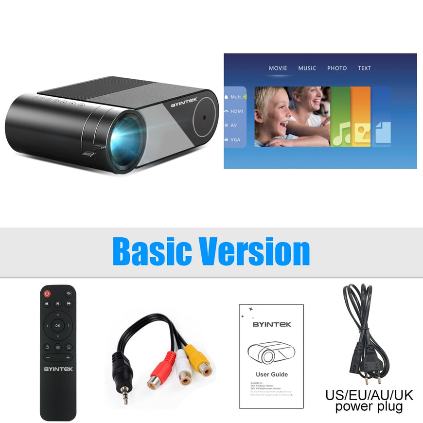 BYINTEK K9 WIFI Wireless TV Mini Portable Video LCD Home Theater HD LED 1080P Projector for Iphone Smartphone 3D 4K Cinema