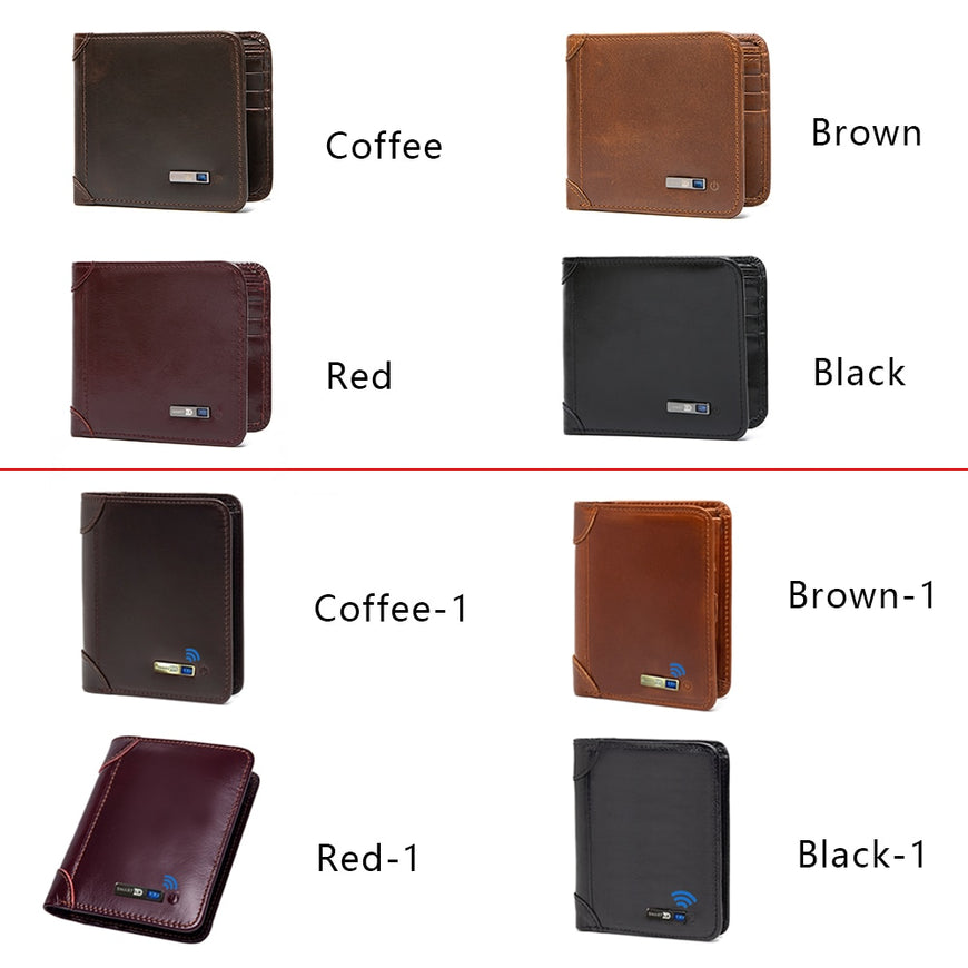 Smart Bluetooth Wallet Tracker Genuine Leather Men Wallets Finder  Short Thin Card Holder compatible Free engraving Cool Gift