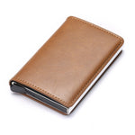 Customized Wallet 2022 Credit Card Holder Men Wallet RFID Aluminium Box Bank Card Holder Vintage Leather Wallet with Money Clips