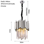 Modern crystal chandelier for dining room luxury kitchen island light fixture home decor gold/chrome led cristal lustre