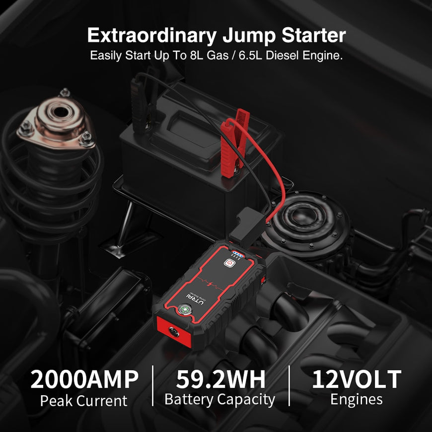 UTRAI Jump Starter Power Bank 2000A Portable Battery Station 12V Car Emergency Booster Starting Device