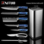 XITUO Kitchen Chef Set 4-8PCS set  Knife Stainless Steel Knife Holder Santoku Utility Cut Cleaver Bread Paring Knives Scissors