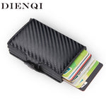 Rfid Blocking Protection Men id Credit Card Holder Wallet Leather Metal Aluminum Business Bank Card Case CreditCard Cardholder