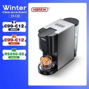 HiBREW Coffee Machine 4in1 Multiple Capsule Espresso  Dolce Milk&Nespresso&ESE Pod&Powder Coffee Maker Stainless Metal Outook H3